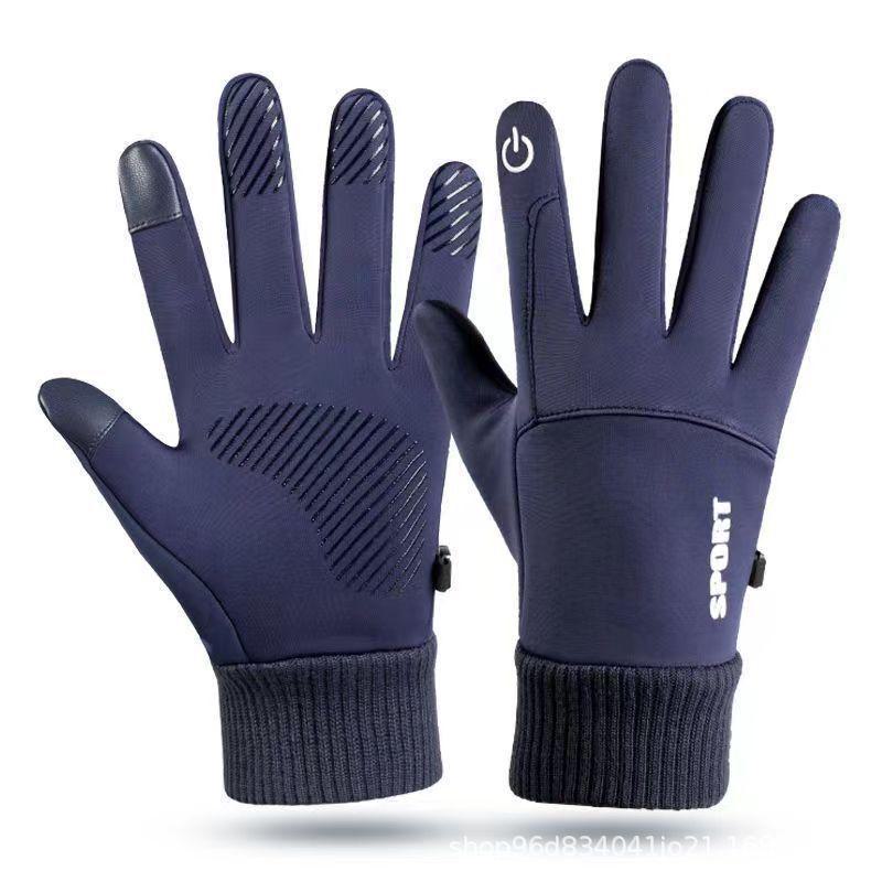 Guantes de invierno unisex impermeables con pantalla táctil y forro de terciopelo: Antideslizante, resistente al viento para conducir, correr y andar en bicicleta