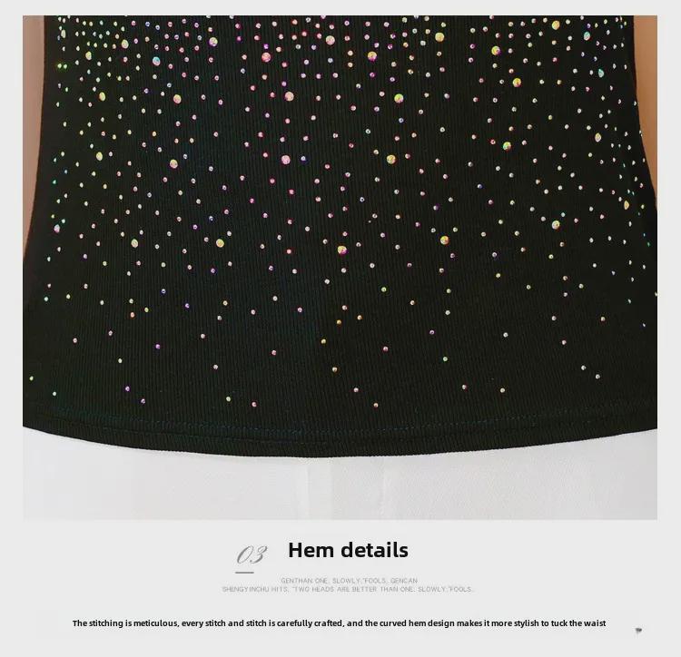 2024 Fashionable Heavy-Duty Diamond Bottoming Sleeveless Vest with Inner Slim Strap