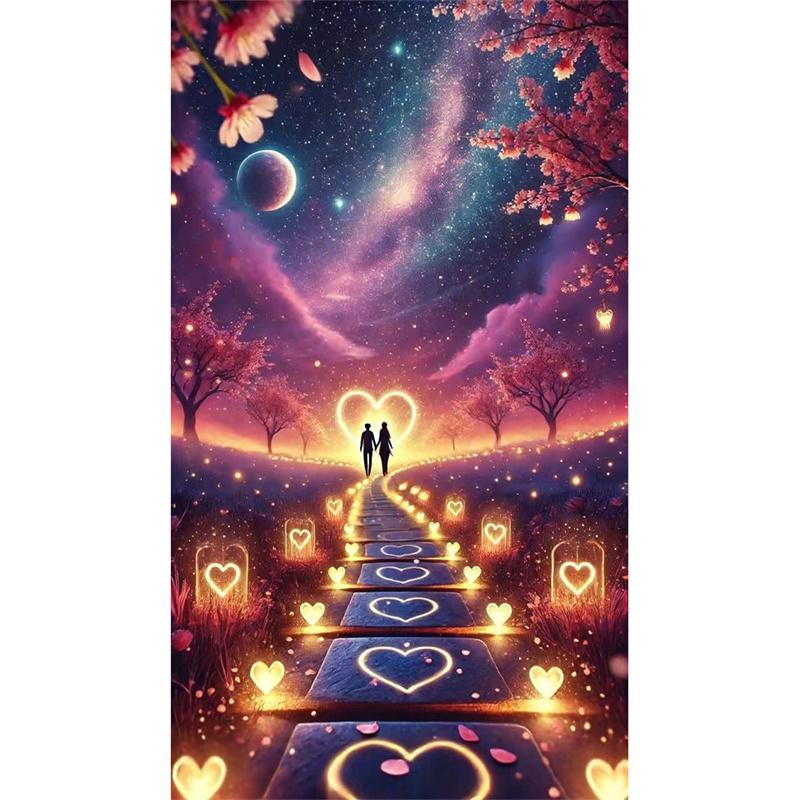 

Алмазная картина Пейзаж Вышивка крестом Любовь Бабочка DIY 5D Вышивка Алмазная мозаика Большое искусство Украшение для дома Round 40x50cm