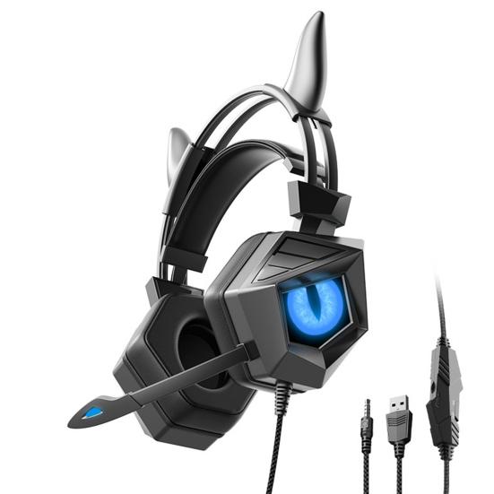 Wired Headset Luminous RGB Flash Light with Microphone 3.5mm/USB Cow Ear E-sports Game Headphone for Desktop