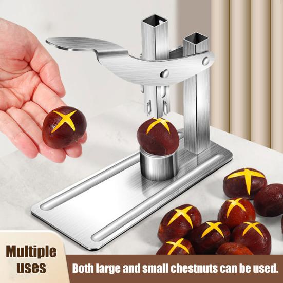 Stainless Steel Chestnut Opener Nutcracker Clip for Chestnuts Pecans Walnuts Multifunction Nut Cutter Plier with Sharp Serrated Blade Kitchen Tool