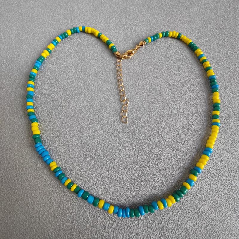 Fashion Colorful Rice Beads Necklace for Woman String Beaded Short Chic Clavicle Chain Necklace Girls Summer Jewelry Wholesale