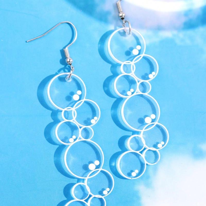 1 Pair Unique Quirky Creative Fashionable Minimalist Acrylic Bubble Dangle Earrings, Cute Everyday Jewelry for Women