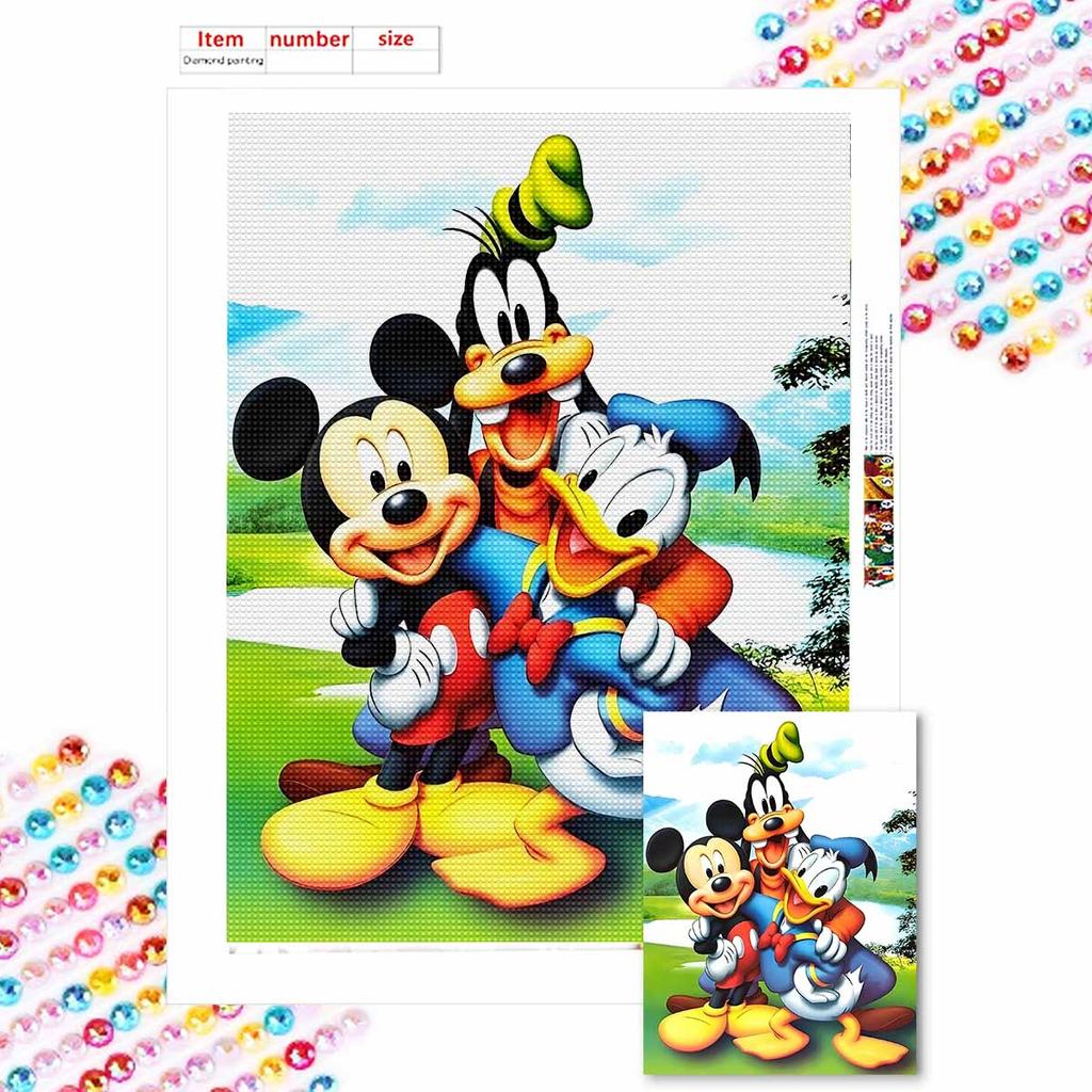5D DIY Diamond Art Painting Kits for Adults, Master Tang and Mickey Mouse Full Round Crystal Diamond Kits for Beginner for Home Wall Decorate
