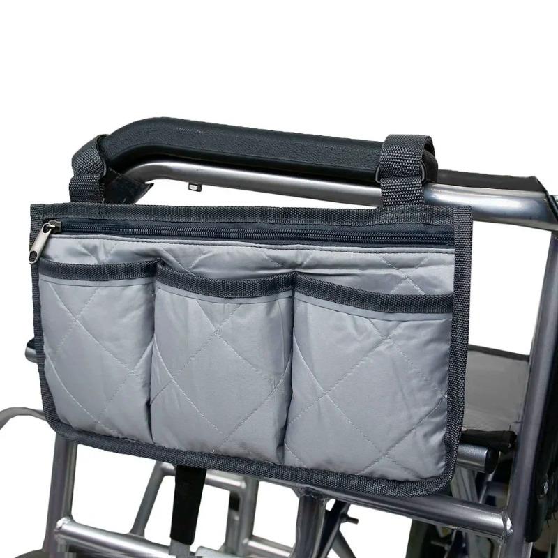 Wheelchair Side Storage Bag Cycling Pockets Stroller Bag for Sundries Wallet Snacks Storage Use with Reflective Strip