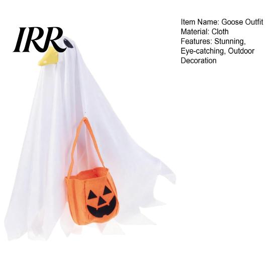 Halloween Festive Atmosphere Goose Outfit, Ghost Porch Clothes with Pumpkin Bag for 23" Ornament Statue, Party Accessory Outdoor Patio Lawn Yard Decor