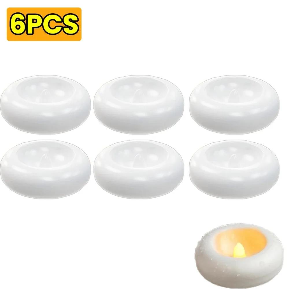 3/6Pcs Water Floating Tea Light Flameless Waterproof Led Candle Lamp Flashing for Bathtub Swimming Pool Centerpiece Decoration