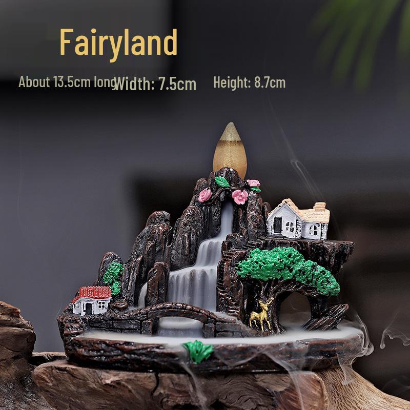 Creative Resin Backflow Incense Burner with Flowing Cloud Smoke Effect and Incense Cones - Entrance Ornament