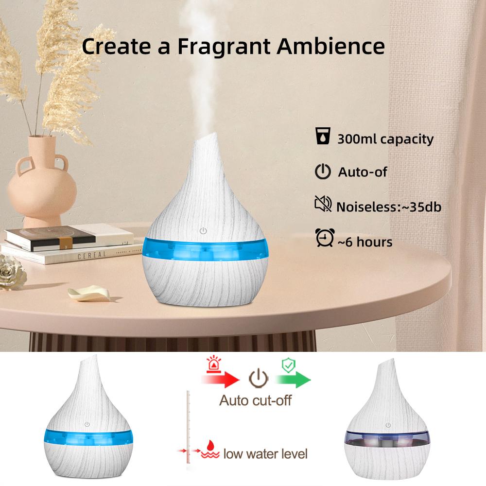Portable 300ml USB Humidifier with Essential Oils  Mini Touch Diffuser for Travel, Desk & Small Spaces