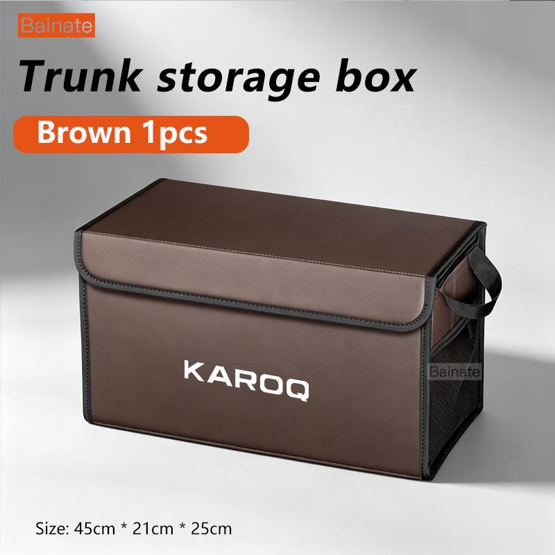 Car Trunk Storage Box, For SKODA KAROQ NU7 ND7 -2025 Portable Foldable Large-Capacity Leather Organizer Interior Accessories