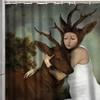 Holding An Elk And A Woman With Antlers And She's Wearing A White Dress Shower Curtain By Ho Me Lili For Bathroom Decor