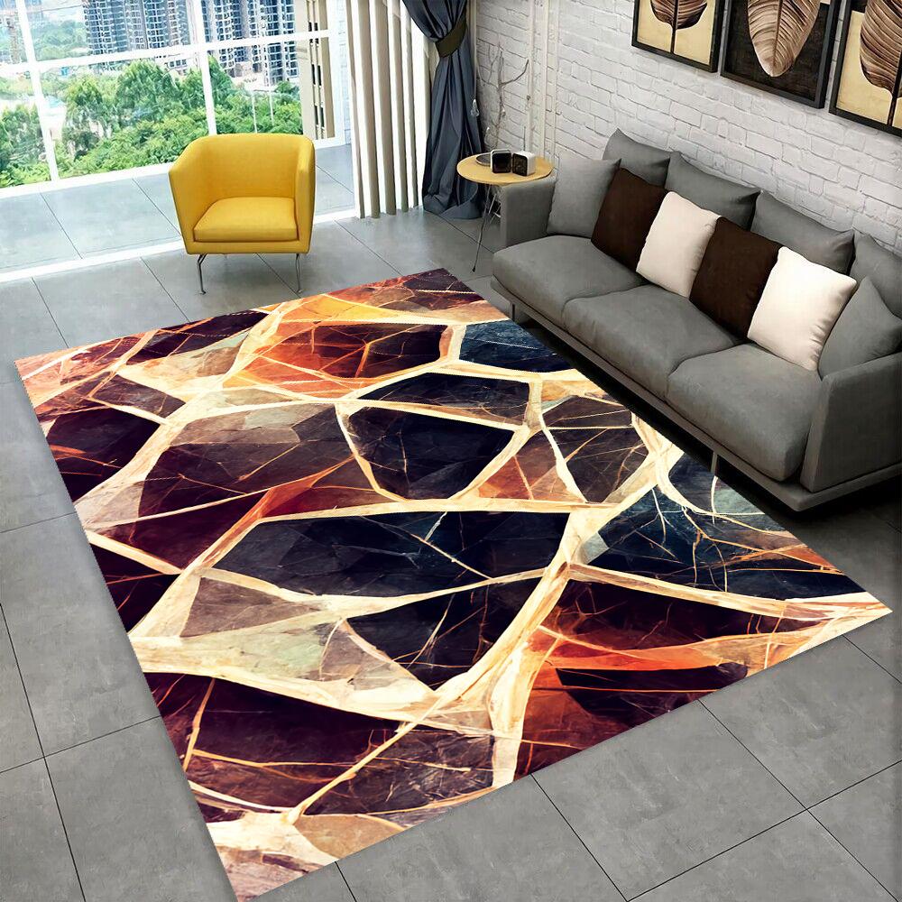 Retro Natural Crystal Ore Stone Area Rug Carpet for Living Room Bedroom Home Decor,kids Play Non-slip for Sofa Doormat Gift