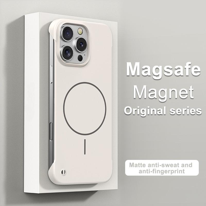 Frameless Solid Color Magnetic Case For iPhone 17 Air 16 16E 15 14 Plus 13 12 11 Pro Max XS X XR For Magsafe Ultra Thin PC Cover