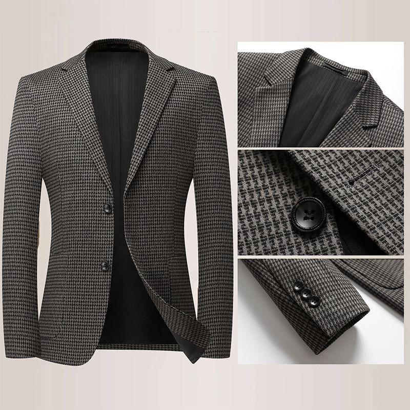 Autumn Thick Elastic Non-iron Suit Men's Korean Version Slim and Casual