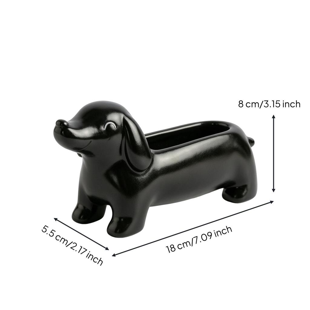 Dachshund Planter Cute Plant Pot Decorative DogShaped for Shelf, Patio, Balcony