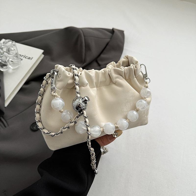 Trendová dámská nová vrásčitá designová perlová řetízková taška s mraky, módní volnočasové tašky přes rameno v korejském stylu, tašky na knedlíky, crossbody tašky