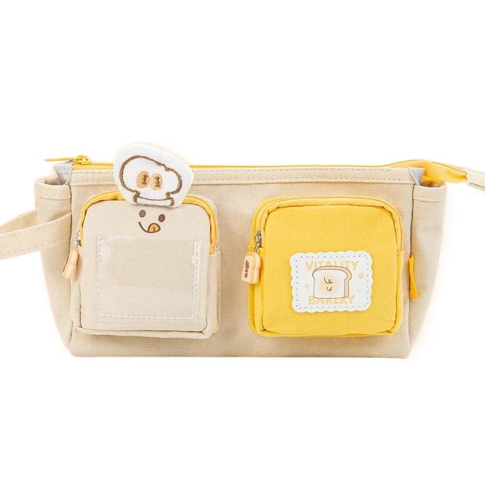

Large Capacity Cartoon Canvas Pen Bag Chestnut Strawberry Cheese Cute Bear Pencil Pouch Pudding Puppy Brown бежевий