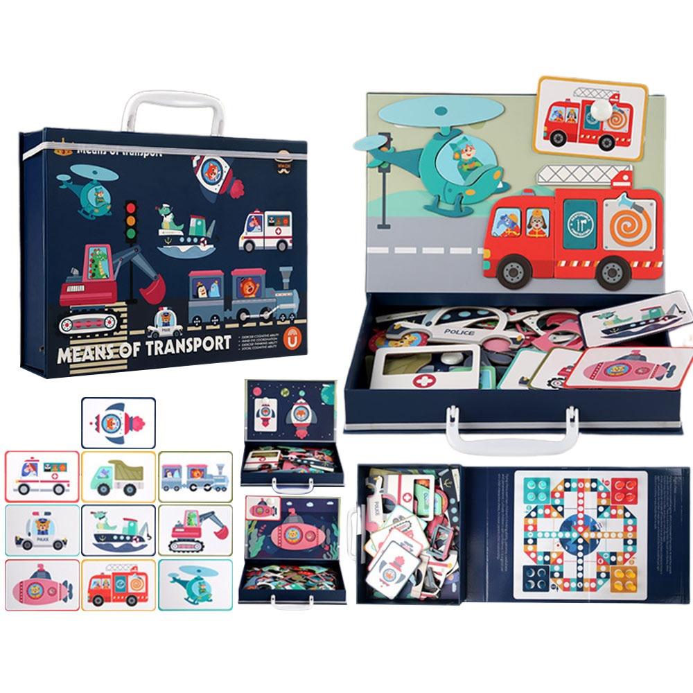 Wood Magnetic Stickers Toys Cartoon Pattern Montessori Games Jigsaw Puzzle  Early Educational