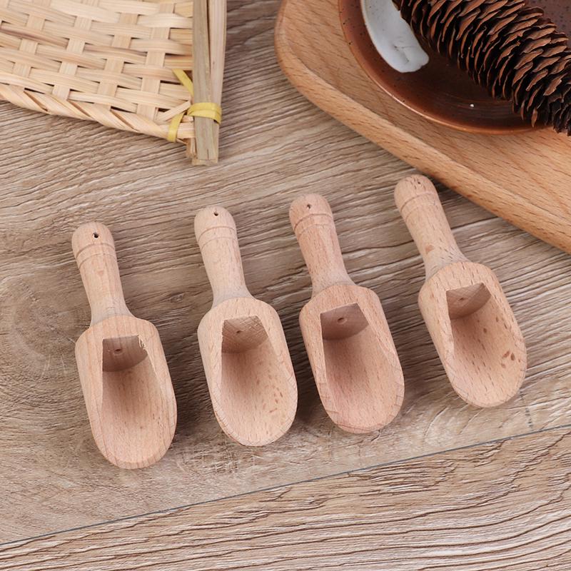 4Pcs Wooden Coffee Tea Scoops Mini Candy Bath Salt Spices Flavors Spoons