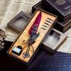 Retro Mechanical Calligraphy Feather Pen and Ink Set Glittering Quill Pen with Antique Dip Pen Metal Calligraphy Set with Ink