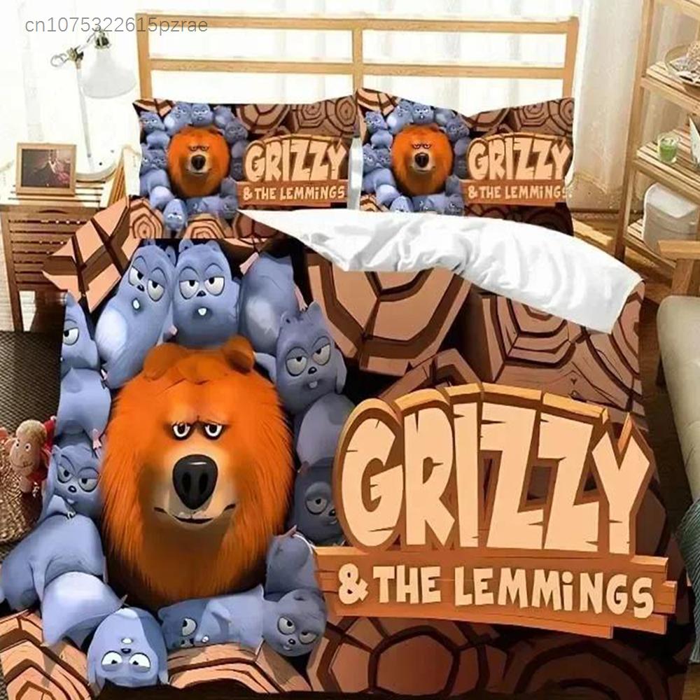 3D G-Grizzy And The Lemmings Bedding Set Printed Bed Set With Pillowcase Bed Duvet Cover Soft Queen King Size Bedclothes Home