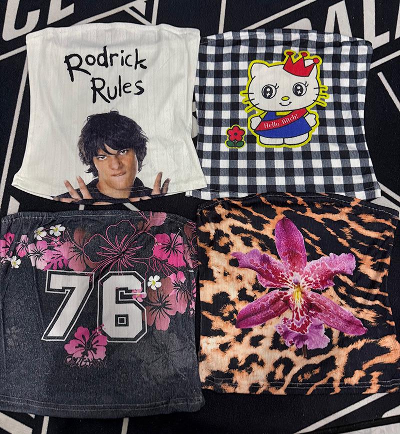 Europäisches & Amerikanisches Y2K Retro Kardashian-Inspiriertes Schlauchtop mit Buchstabenprint