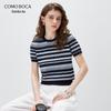 Komomoka Women's Short Sleeve Knitted T-Shirt
