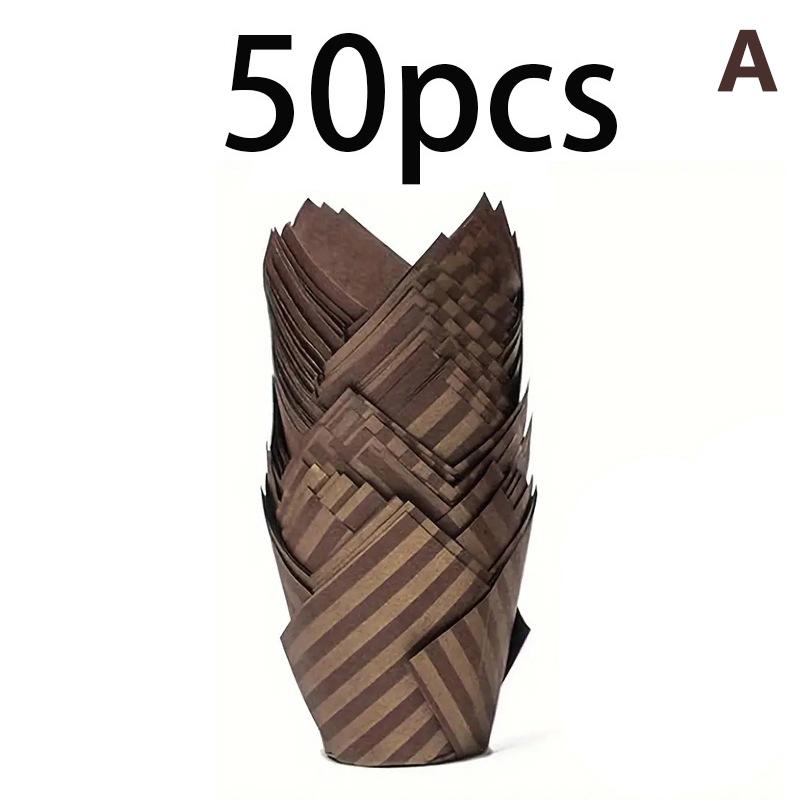 

50 шт. формочки для кексов в форме тюльпана, бумажные стаканчики для кексов в форме тюльпана, маслостойкая обертка для торта, формы для выпечки, кондитерские инструменты