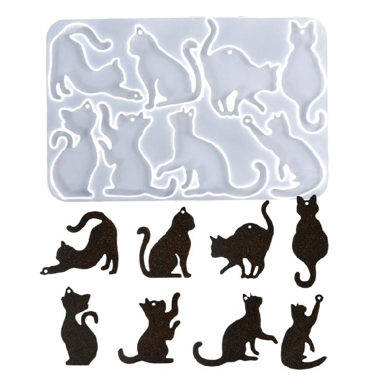 

8 Cavity Cats Pendant Mold Multifuntional DIY Cats Pendant Mold Sturdy and Reusable Silicone Jewelry Accessory Molds 1