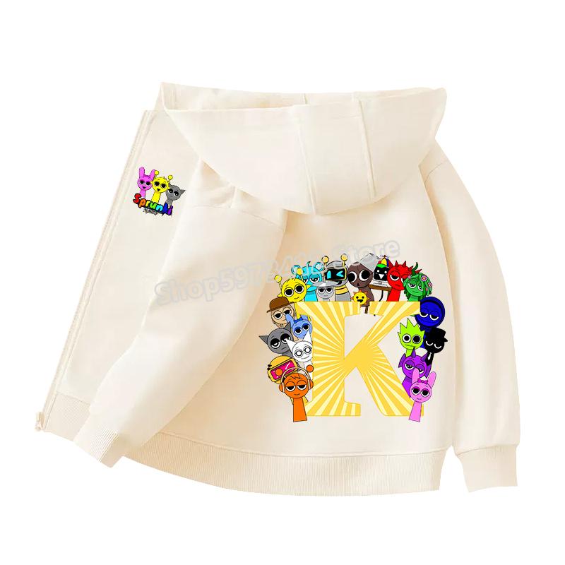 Kids Clothing Gift Child Cardigan Jacket Anime Cartoon A-Z Letter Windbreaker Hooded Girl Clothes Casual Thin Tops Coat