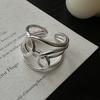 925 Sterling Silver Rings For Women Geometric Fine Jewelry Finger Adjustable Interline Cross Ring For Party Birthday Gift