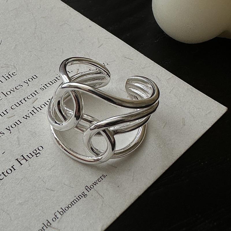 925 Sterling Silver Rings For Women Geometric Fine Jewelry Finger Adjustable Interline Cross Ring For Party Birthday Gift