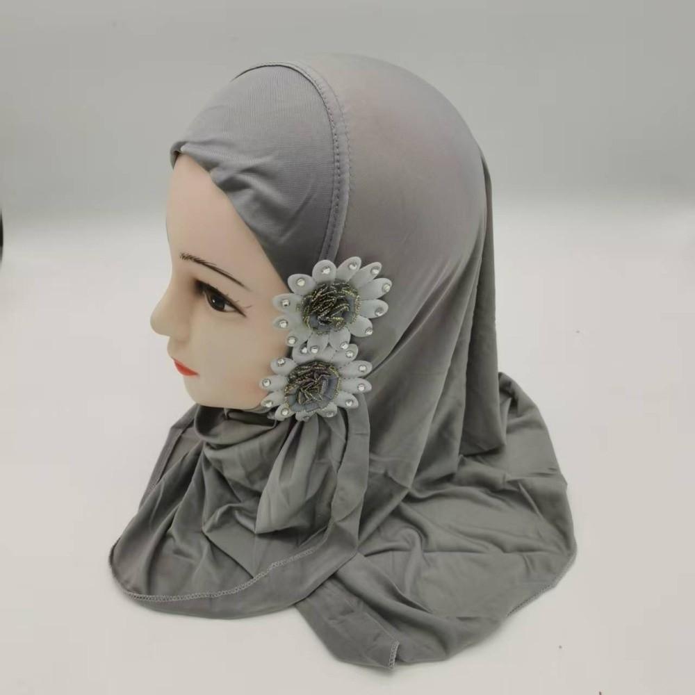 Soft Girls Prayer Hat Turban Ethnic-Style Patterns Head Wrap Fashion Children Hijab Daily Wear