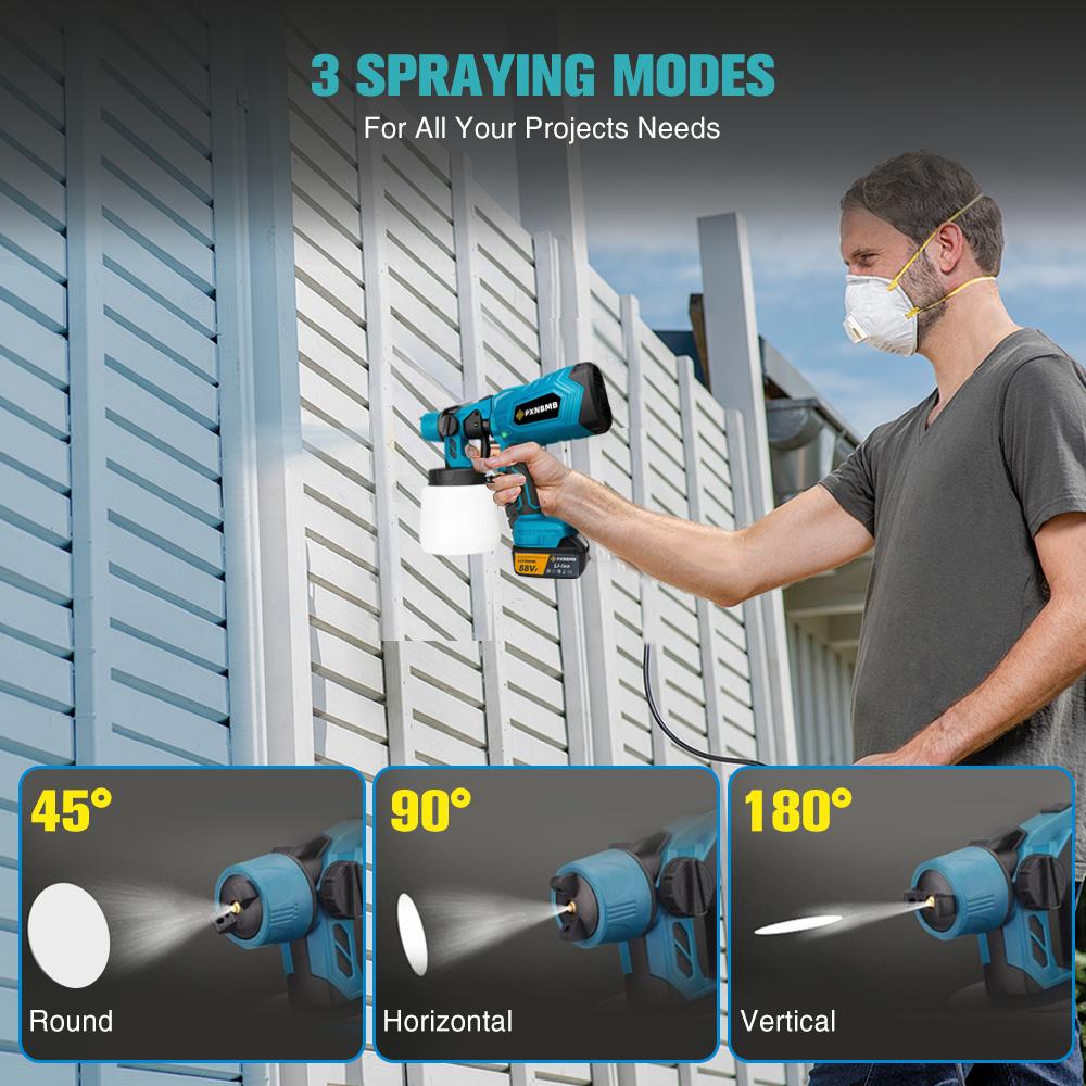 PXNBMB 1000ML Electric Spray Gun Home Cordless Paint Sprayer HVLP Auto Furniture Steel Coating Airbrush For Makita 18V BatteryPi