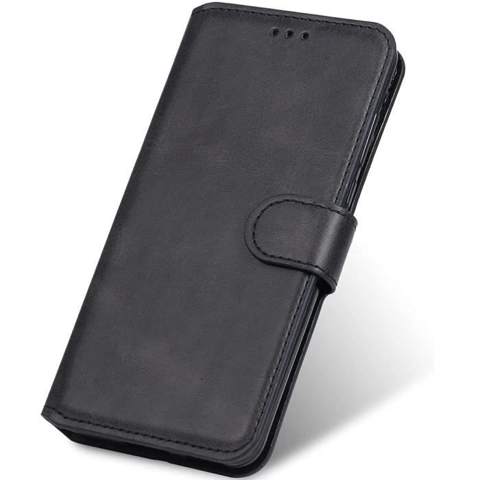 Coque - Samsung - Galaxy A04s - Effet Cuir - Noir - Portefeuille avec Emplacements