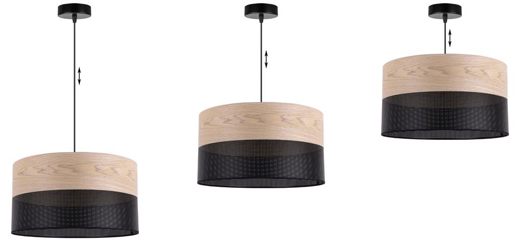 Single Hanging Lamp Classic Oak Veneer Lampshade 40Cm