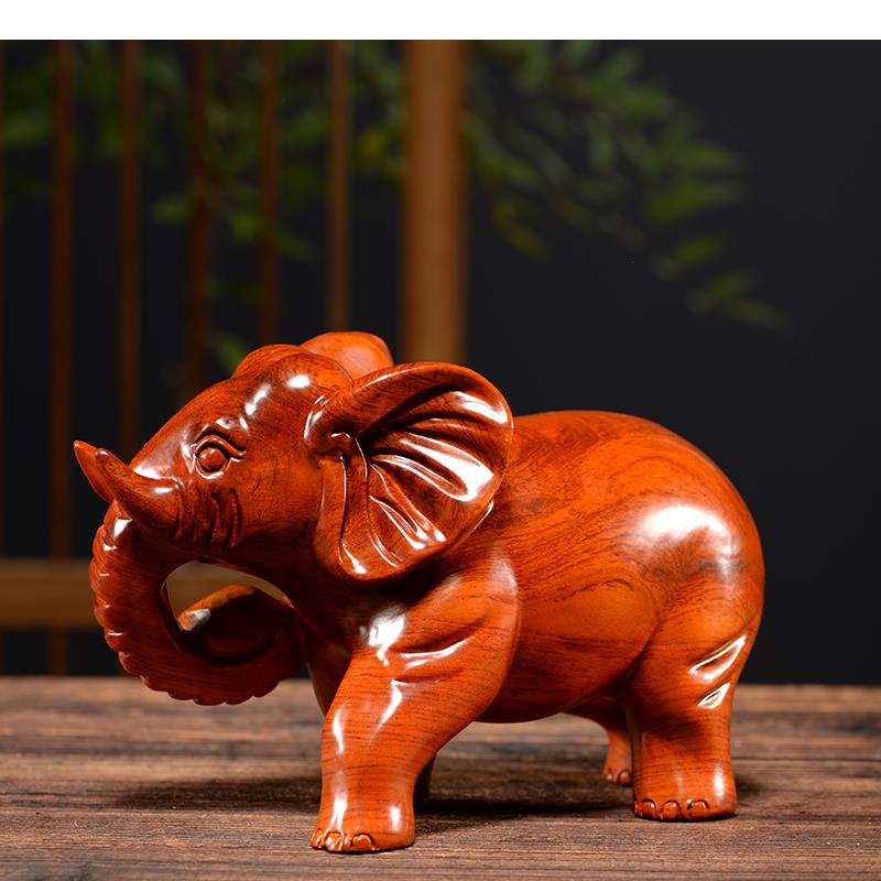 Rosewood Wood Carving Crafts Elephant Statue 2 Pcs/set Vintage Home Decor Ornaments Living Room Decoration Sculpture