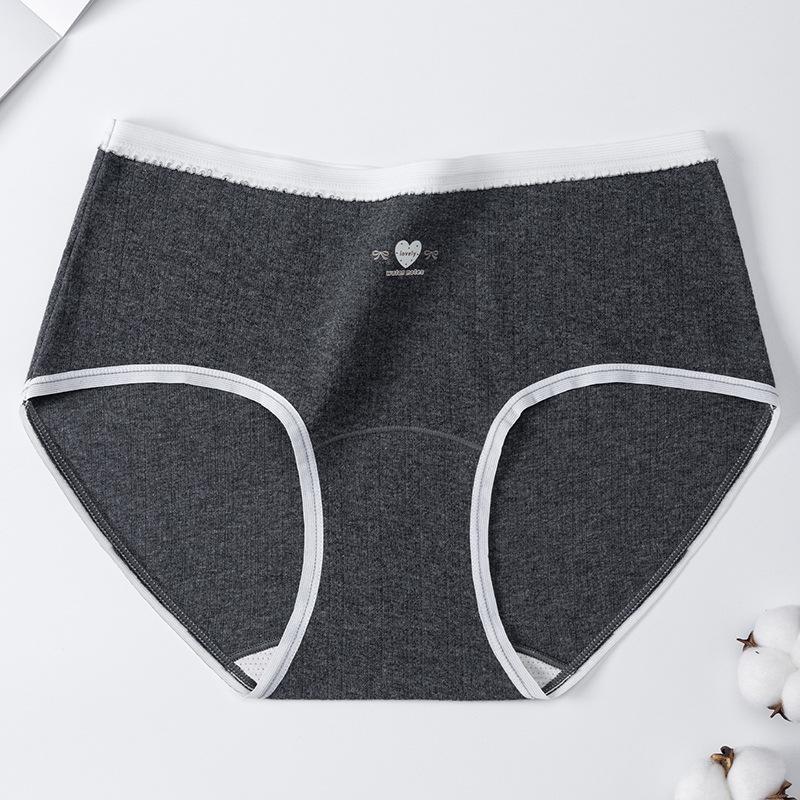 Women's Spring and Autumn Color Yarn Cotton 10A Bacteriostatic Extended Crotch High Shot Middle Waist Triangle Briefs