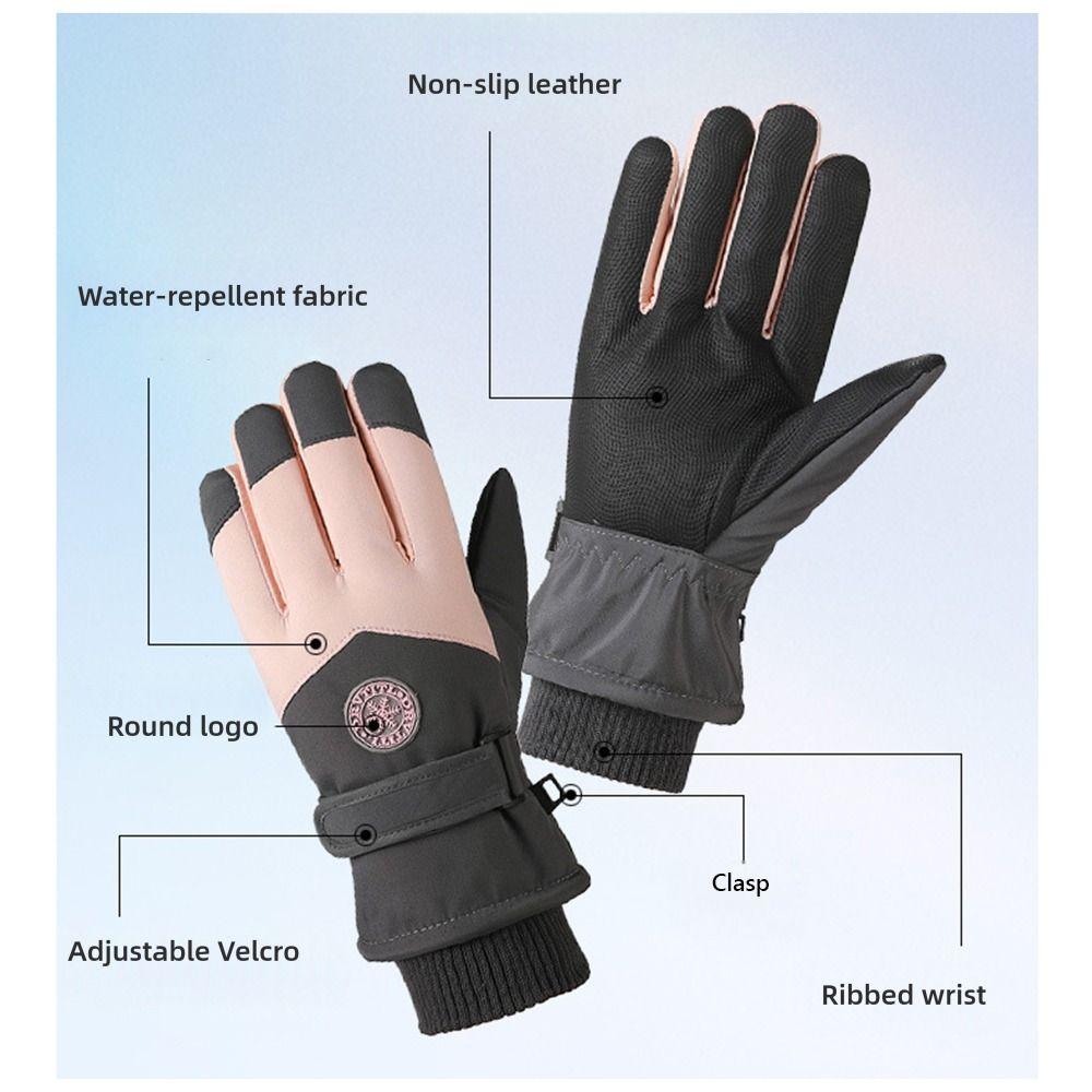 PU Leather Winter Cycling Gloves Full Fingers Non-Slip Touch Screen Gloves Fleece Lining Waterproof Waterproof Gloves