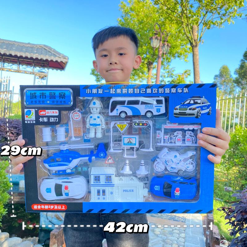 Construction Truck Fire Truck Inertia Pull Back Truck Set Gift Box Excavator Bulldozer Model Boy Toy