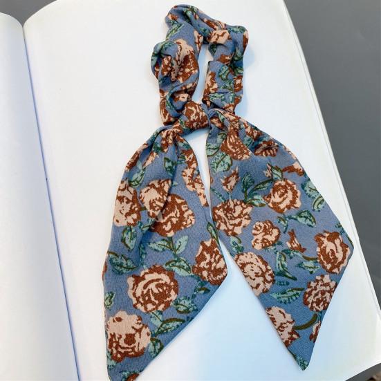Hair Tie Floral Print Long Ribbon Chiffon Fabric Hair Rope Easy to Wear Bun Half-Tied Hairstyles Ponytail Holder Hair Accessory