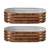 2 Pack Galvanized Raised Garden Beds, 1200 x 600 x 300 mm, Oval Metal Planter Boxes Kit Outdoor, Bottomless Garden Box with Gloves, Alu-Zinc, for