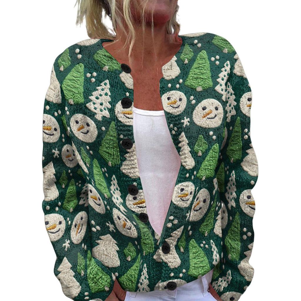 Round Neck Long Sleeve Christmas Cardigan Sweater YXX-YK01