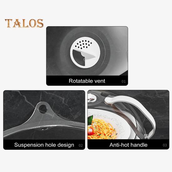 Capa Anti-Salpicos para Micro-ondas Resistente ao Calor Capa Anti-Salpicos Livre de BPA Tampa Transparente com Ventilação Ajustável e Alças Frias ao Toque Protetor de Alimentos Anti-Salpicos