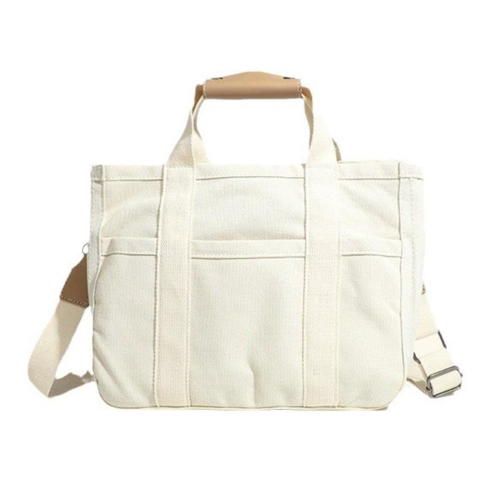 

Handbag Solid Color Mummy Bag Multifunctional Multi-pocket Canvas Mother s Bag Tote Bag Korean Style Women Shoulder Bag Student бежевий