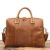 Leather Business Men'S Bag Cowhide Shoulder Crossbody Briefcase Crazy Horse Leather Business Travel Laptop Bag
