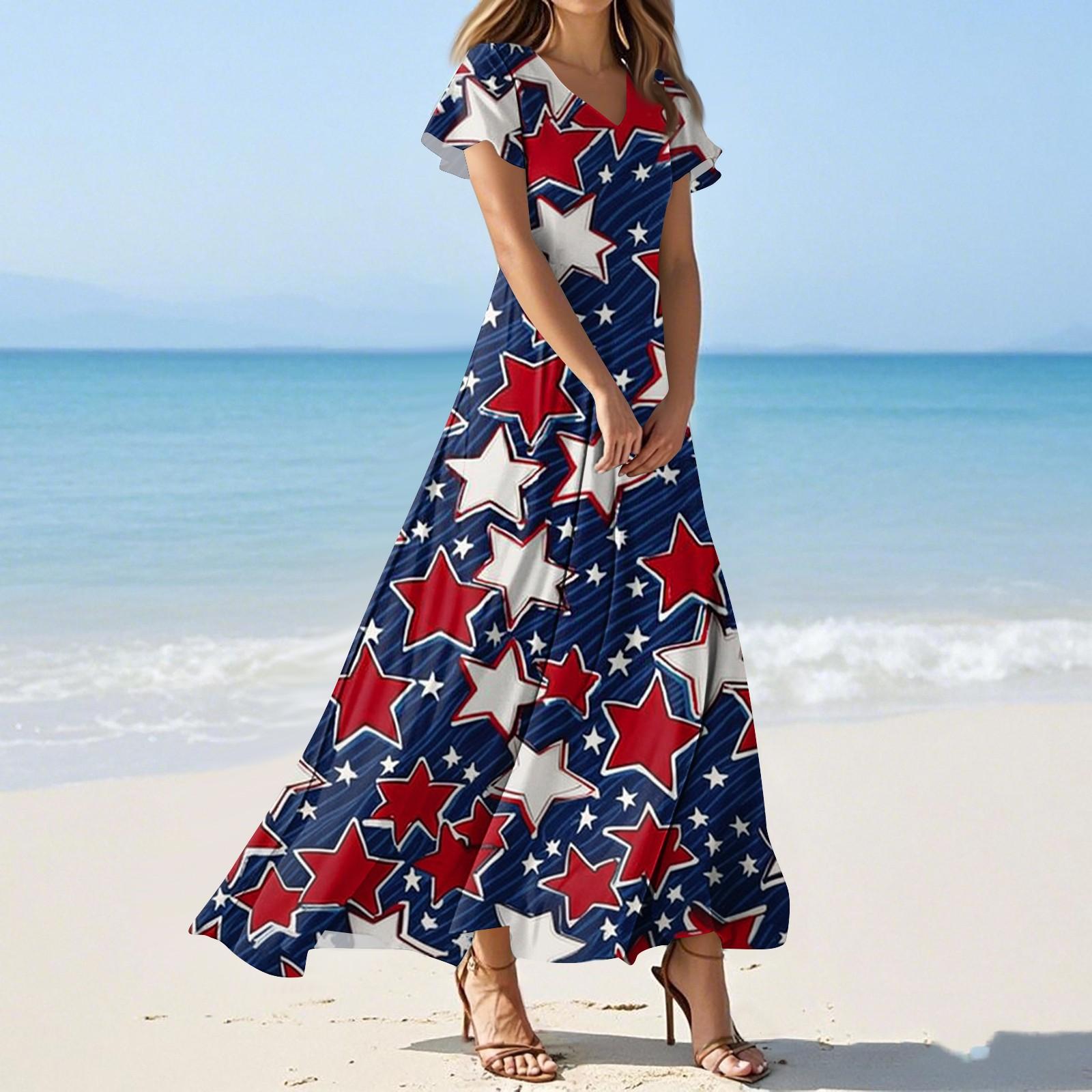 

Женские летние повседневные модные однотонные платья с V-образным вырезом и коротким рукавом XL синий