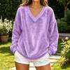 Women's V-Neck Long Sleeve Loose Fit Casual Pullover