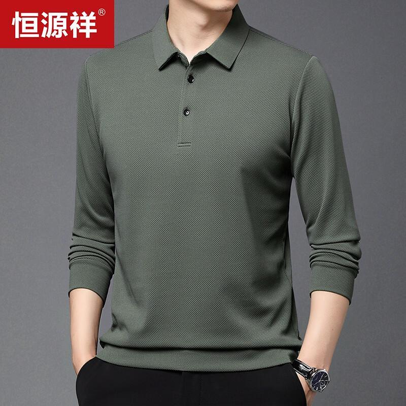 Hengyuanxiang Men's Business Long-Sleeve Polo Shirt