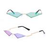 Women Fashion Rimless Sunglasses Diamond Shape True Film Sun Glasses Personality Ladies Uv400 Trending Narrow Eyewear Streetwear